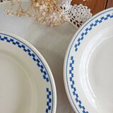 Set of 3 soup plates, Lustucru checkerboard pattern