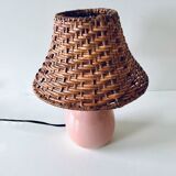Pink rattan lamp