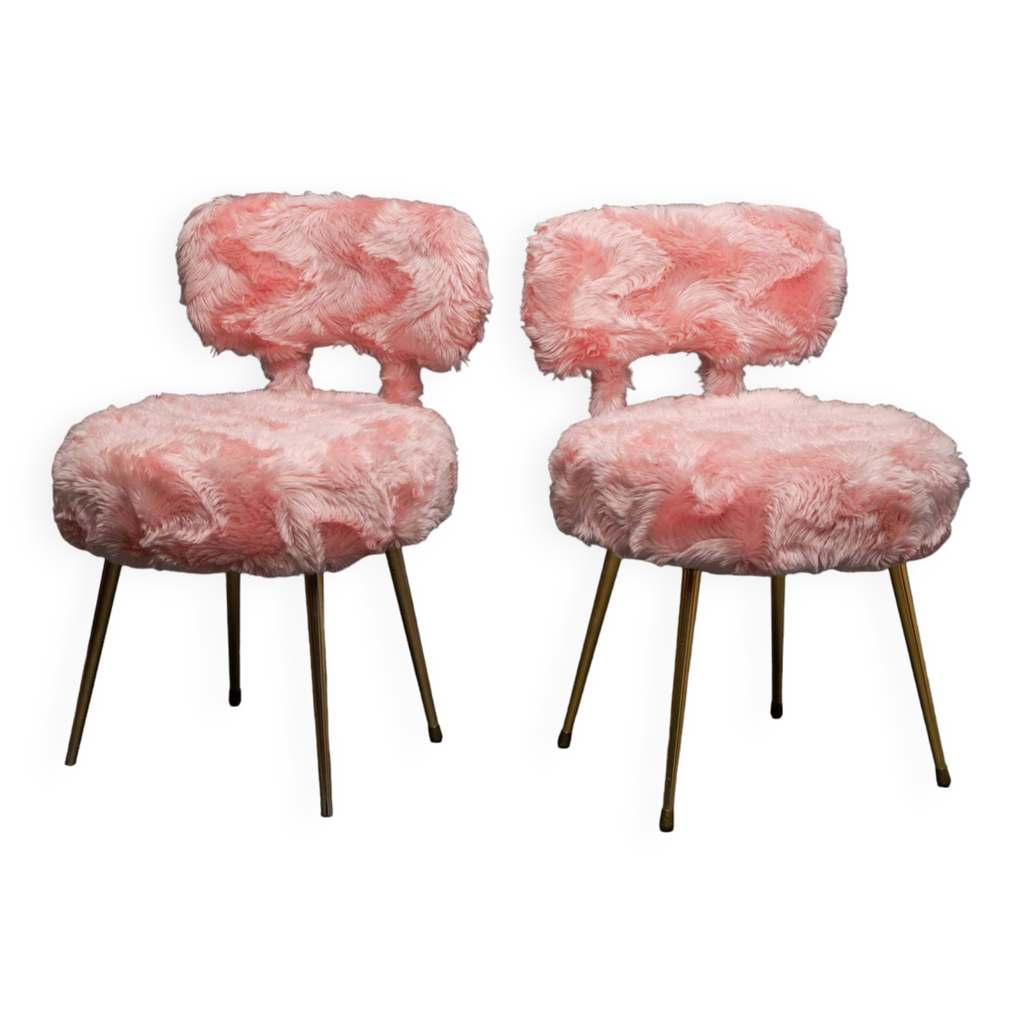 Pair of pink Pelfran moumoute chairs from the 60s and 70s
