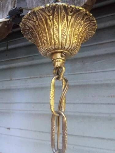 Antique gilded bronze chandelier in Louis XVI style, 4 lights, in working condition - 3.2 kg!