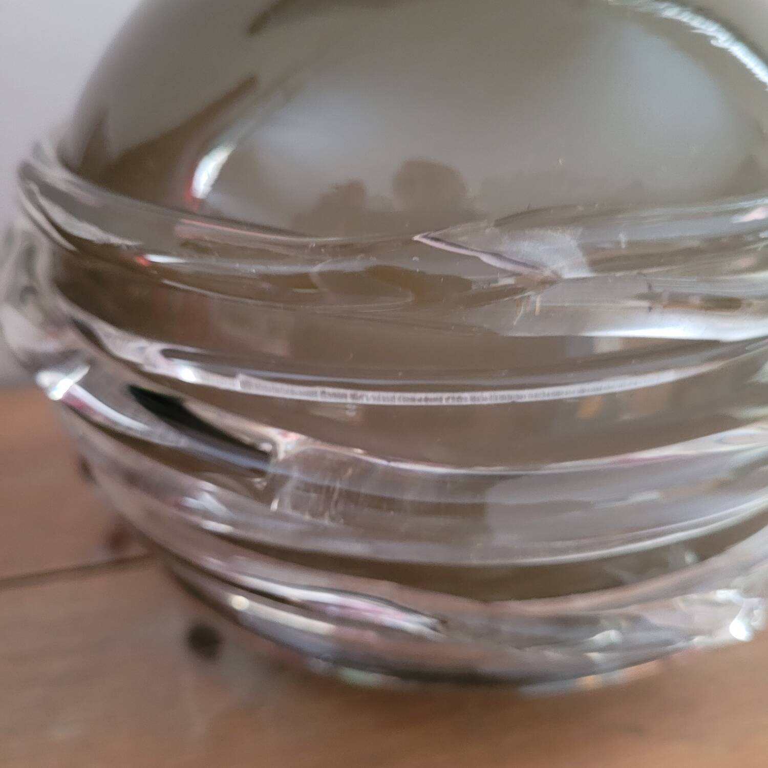 Smoked glass vase with applied threads – 1970s