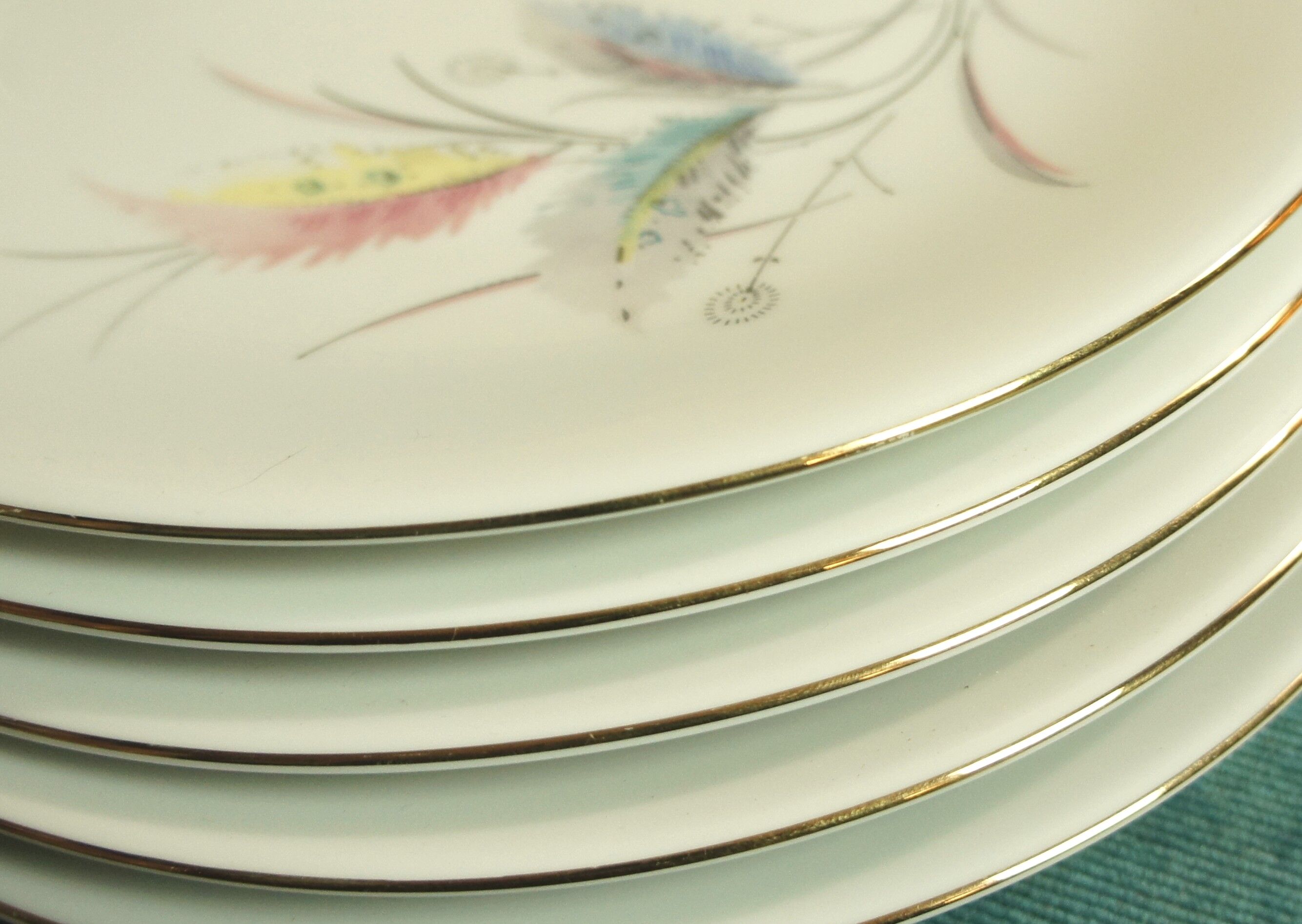Set of 5 plates "Plumes, PMR Bavaria Jaeger & Co"