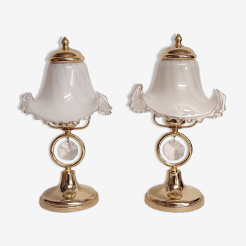 Paire de lampes de table en verre de Murano. Italie, années 1970