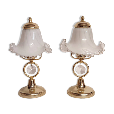 Paire de lampes de table en verre de Murano. Italie, années 1970