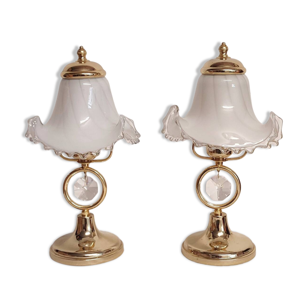 Paire de lampes de table en verre de Murano. Italie, années 1970 — Beyit