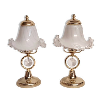 Paire de lampes de table en verre de Murano. Italie, années 1970