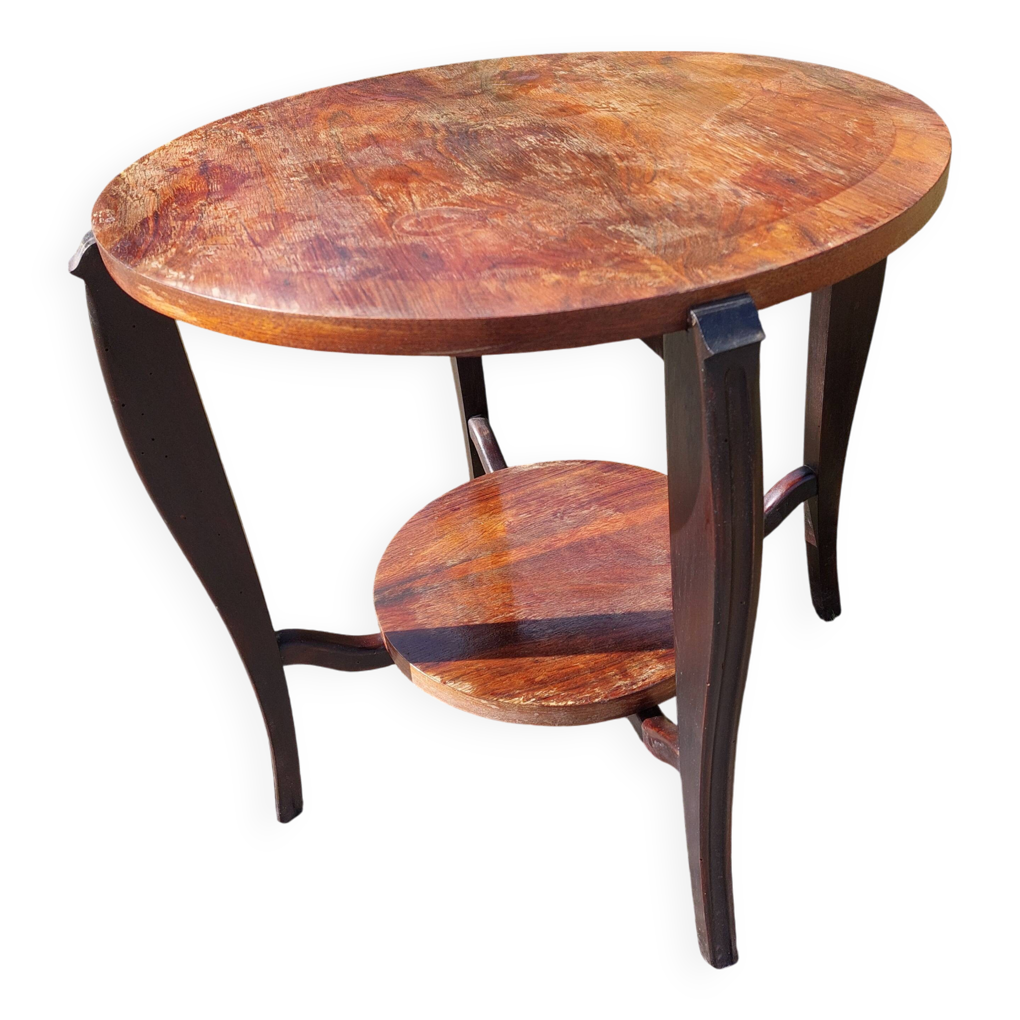 wooden pedestal table, two-tone, art deco