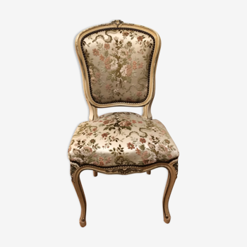 6 Chaises siège Louis XV couleur clair beige bois tapisserie