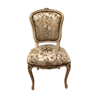 6 Chairs seat Louis XV light color beige wood tapestry