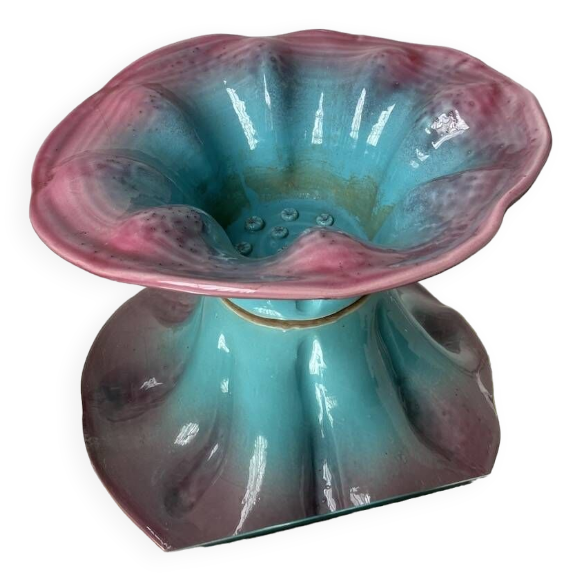 Blue and pink ceramic dish
