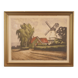 Painting „The Windmill”, Scandinavian design, 1970s