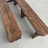 Pair of pine farm benches, 1950s