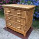 Vintage rattan chest of drawers has 3 drawers.