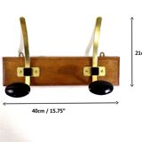 Vintage hook coat rack in gilded metal and vintage wood France