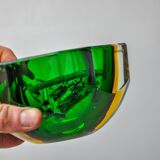Vide poche sommerso vert et jaune par seguso, verre de murano, italie, 1970