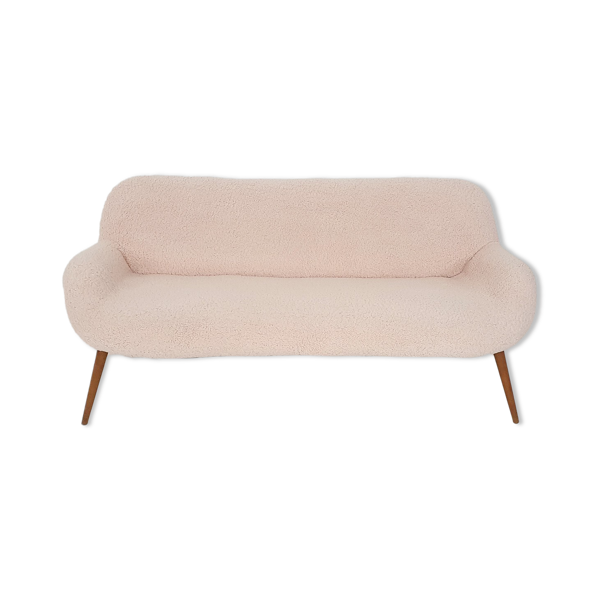 Canapé scandinave en laine bouclée, Danemark années 1960 — Beyit