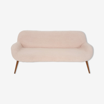 Canapé scandinave en laine bouclée, Danemark années 1960