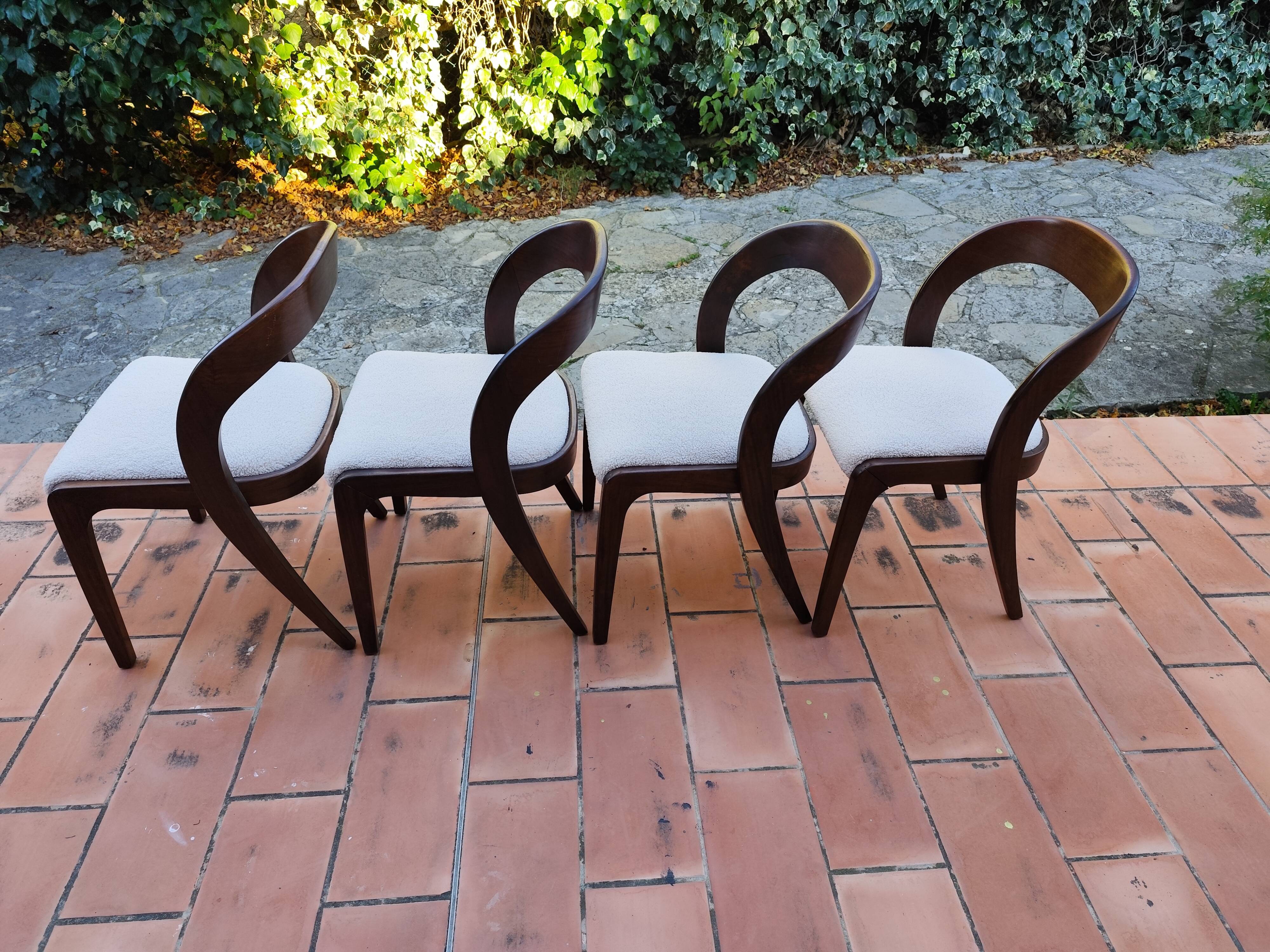 BAUMANN Suite de 4 chaises Gondole vintage 1970
