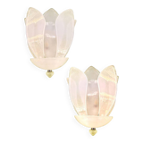 Contemporary Venetian Sanded Murano Glass Floreal Wall Sconces-Set of Two