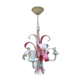 Chandelier metal flowers leaves shabby chic