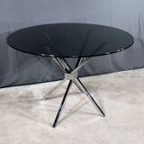 Small Mikado Table in Glass and Chromed Metal – 1970s