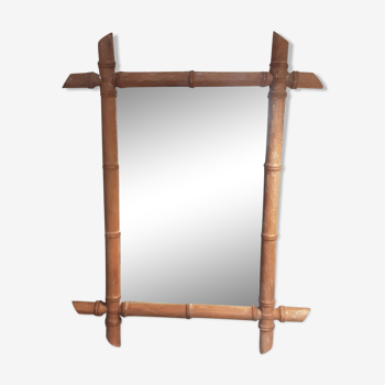 50-year-old bamboo oak mirror 63 X 48 cm