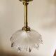 Art Deco pendant lamp brass rose window and diamond glass dome