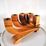 Mobile wooden candle holder design 70s