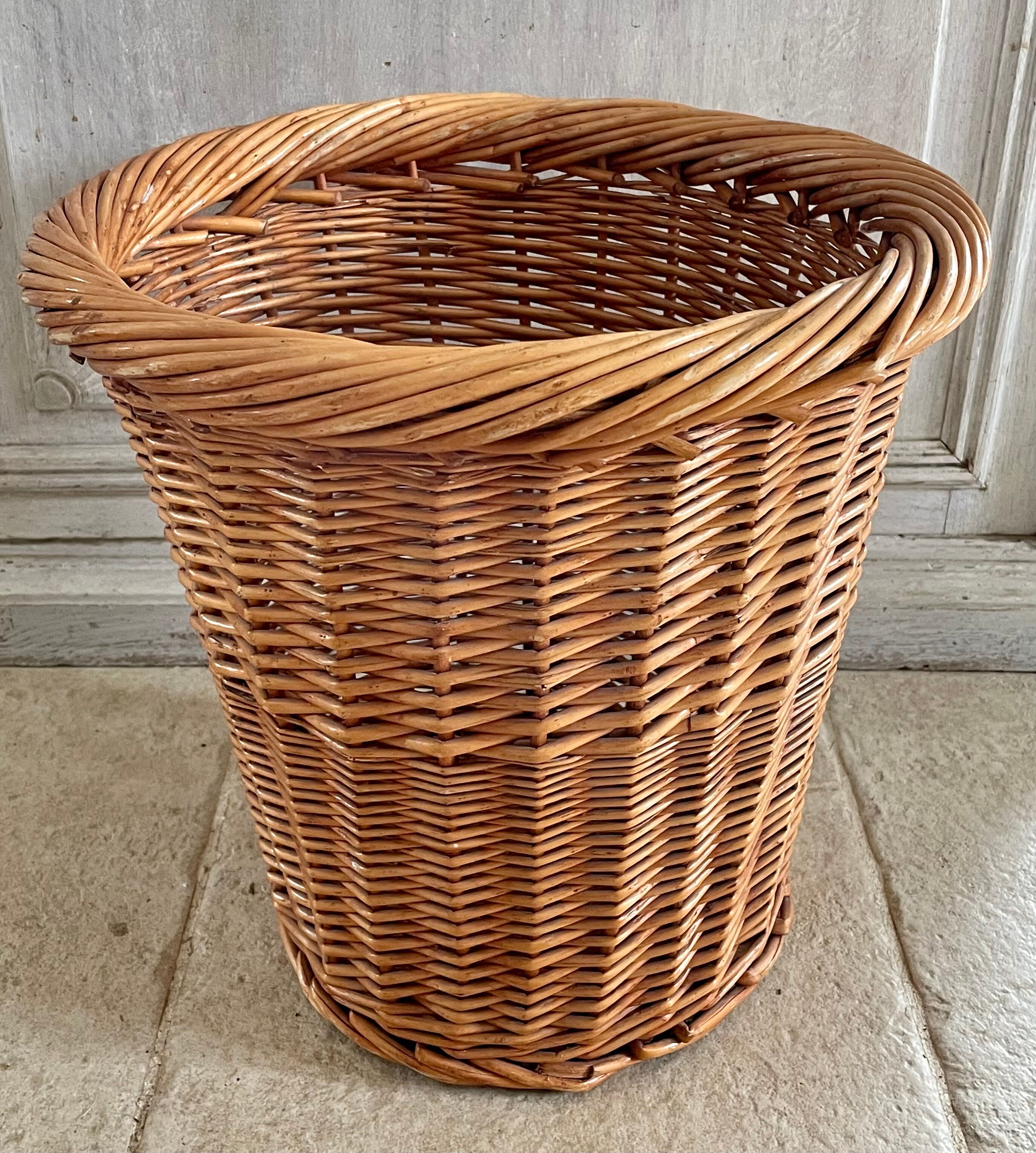 Vintage rattan paper basket