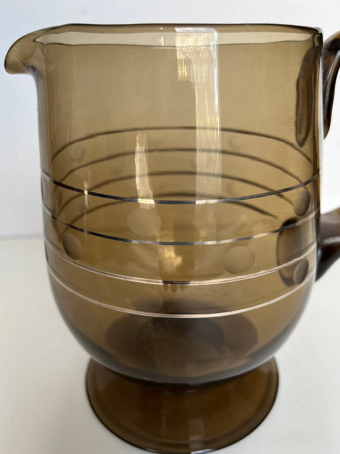 Art deco pitcher in smoked glass