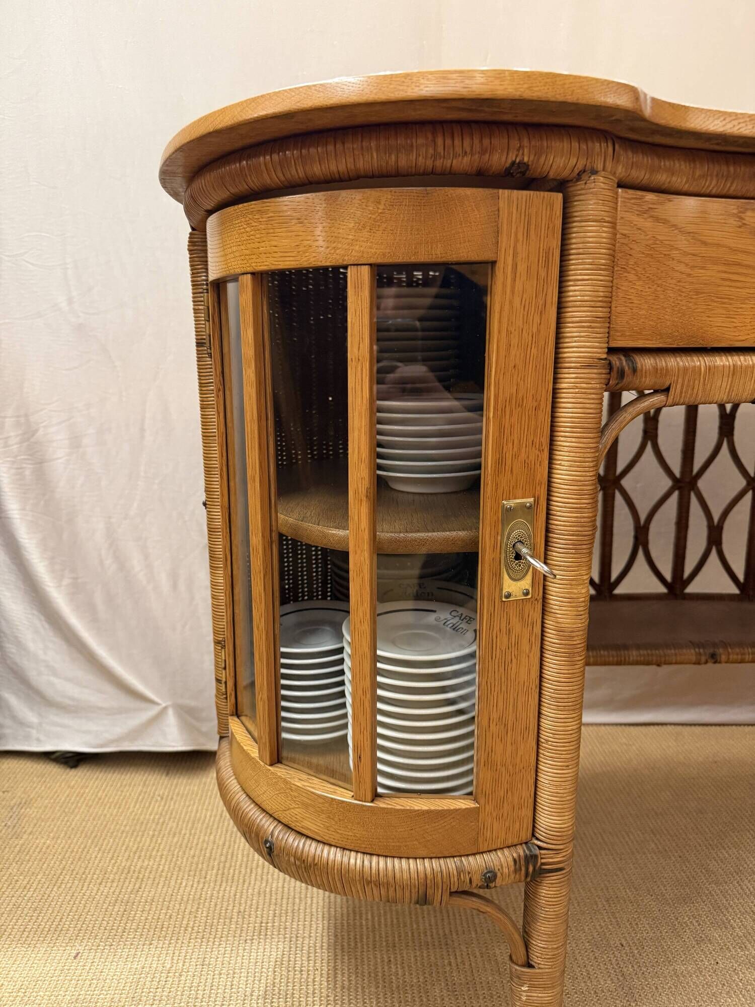 Art Nouveau Ladies' Writing Desk in Oak & Rattan, circa 1910