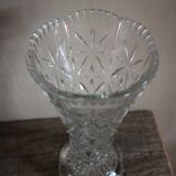 Transparent carved glass vase flowers