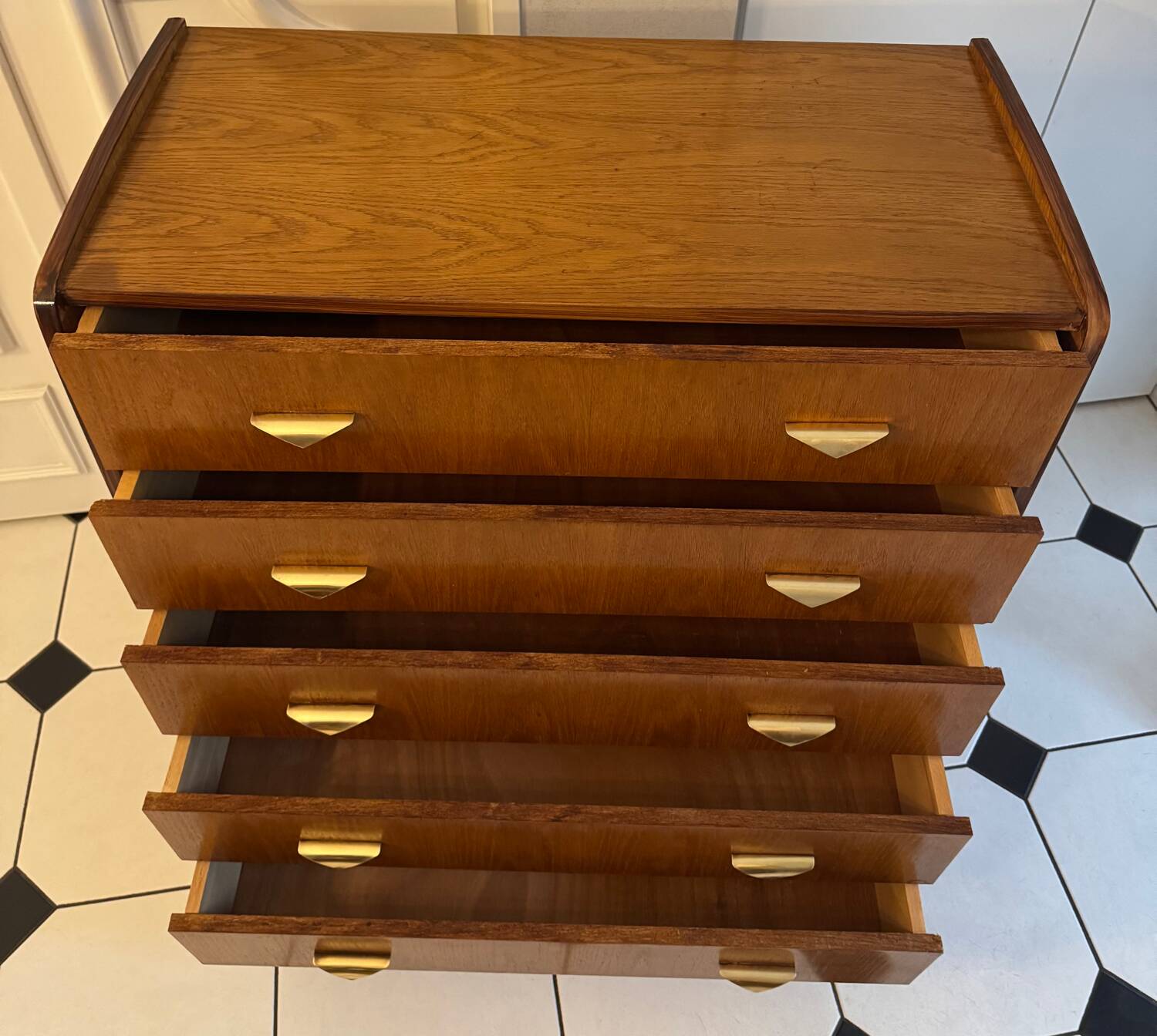Vintage chest of drawers with compass feet