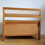 Banc coffre en bois et rotin vintage