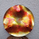 Contemporary decorative glass plate signed Cesart Italy 1980 glazed