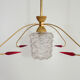 Brass chandelier with glass globe, 4 arrows