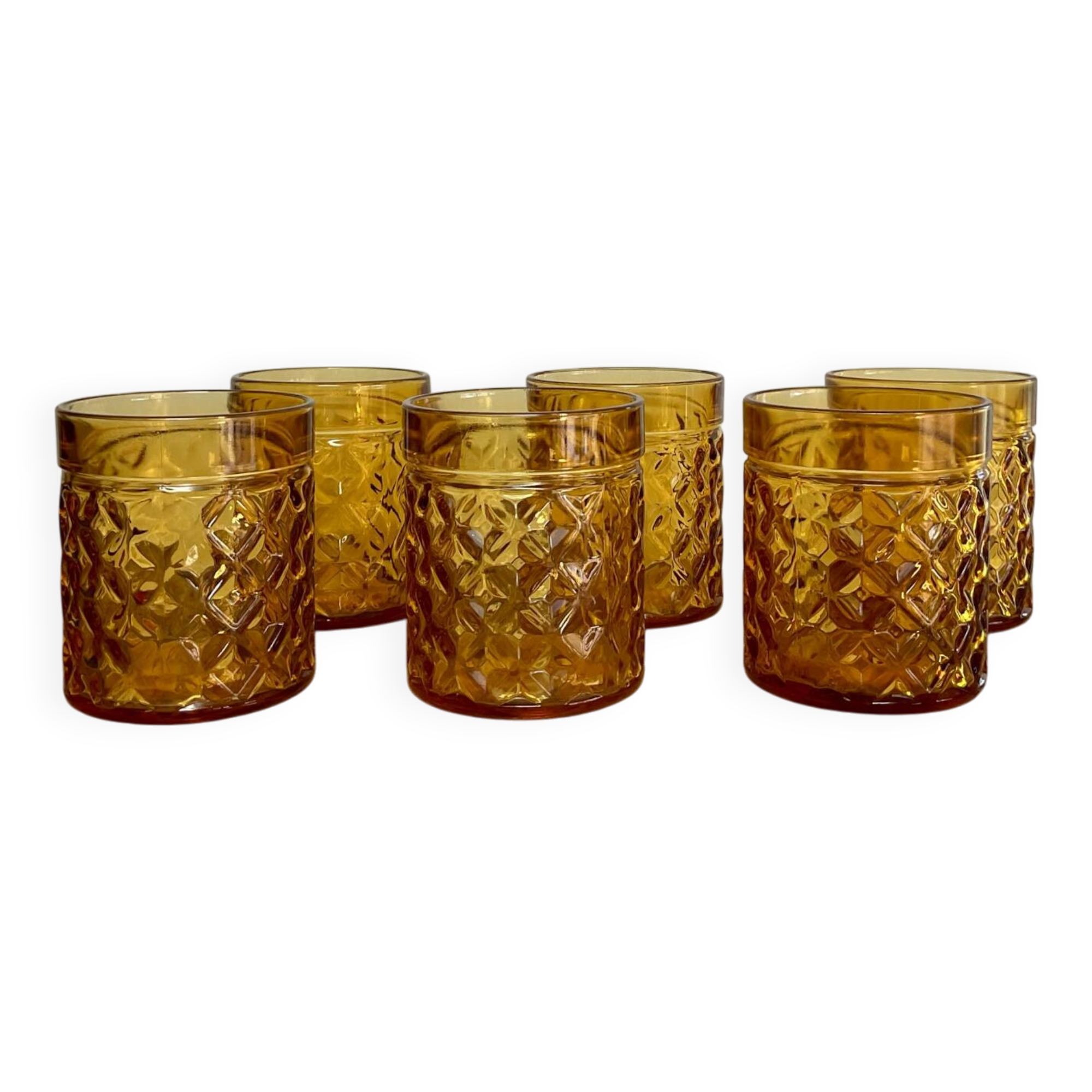 6 Pernod amber glasses