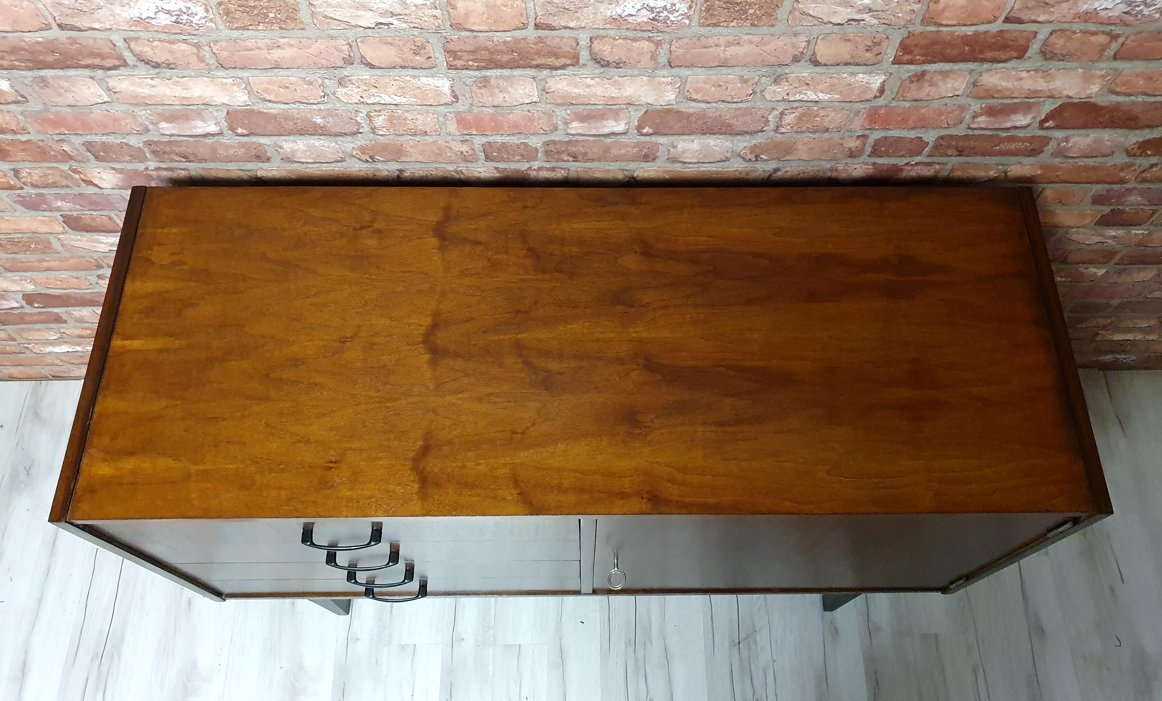 Renovated Violetta walnut chest of drawers, 1970s of the People's Republic of Poland