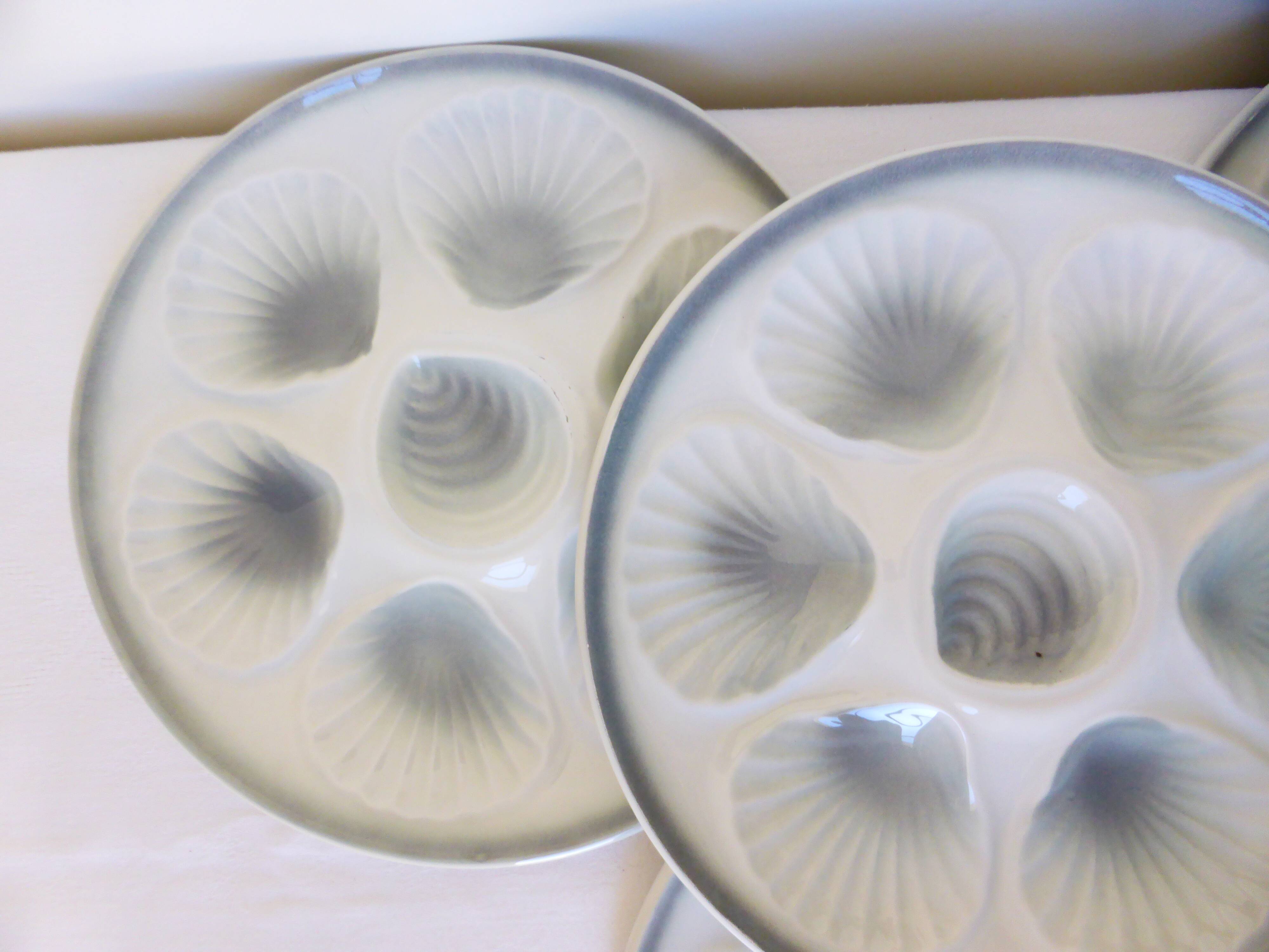 4 vintage Moulin des Loups porcelain oyster plates 2106172