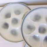 4 vintage Moulin des Loups porcelain oyster plates 2106172