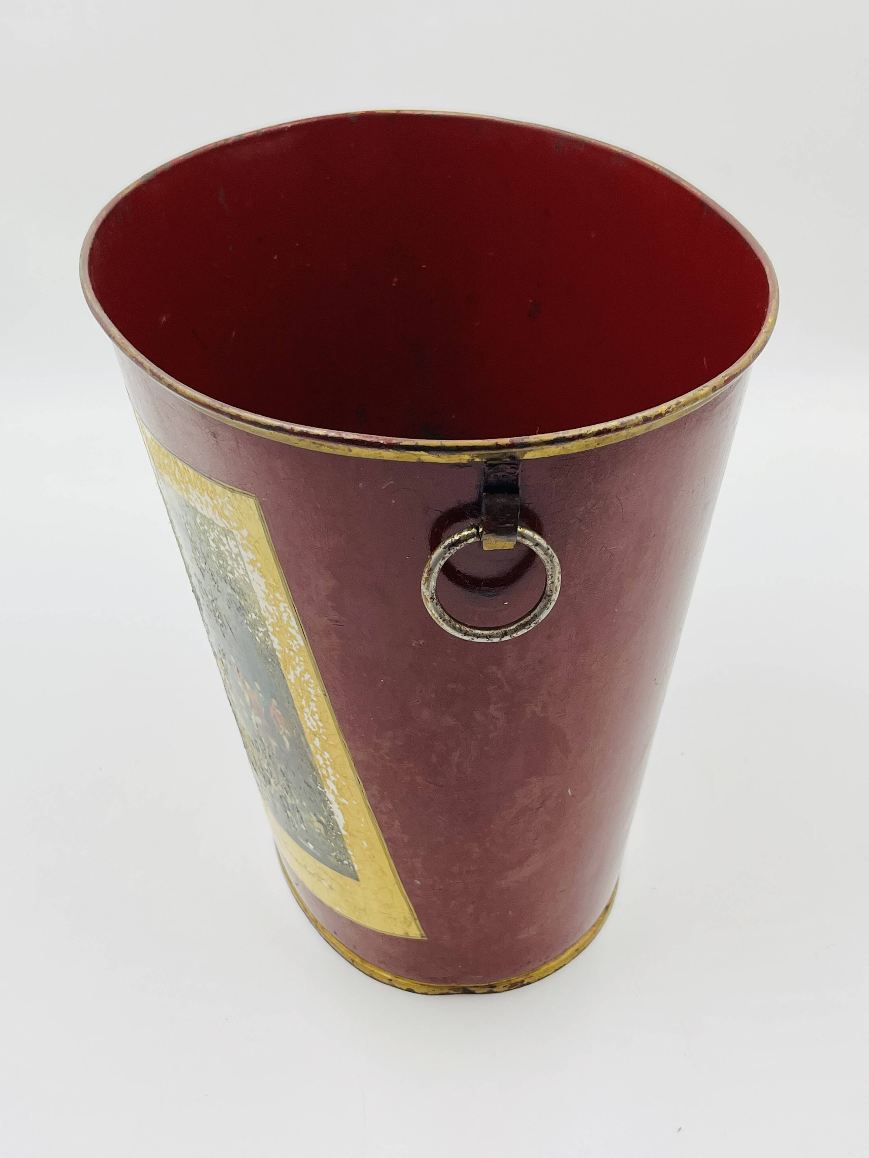 Vintage metal wastepaper basket hunting scene Bury Hunt
