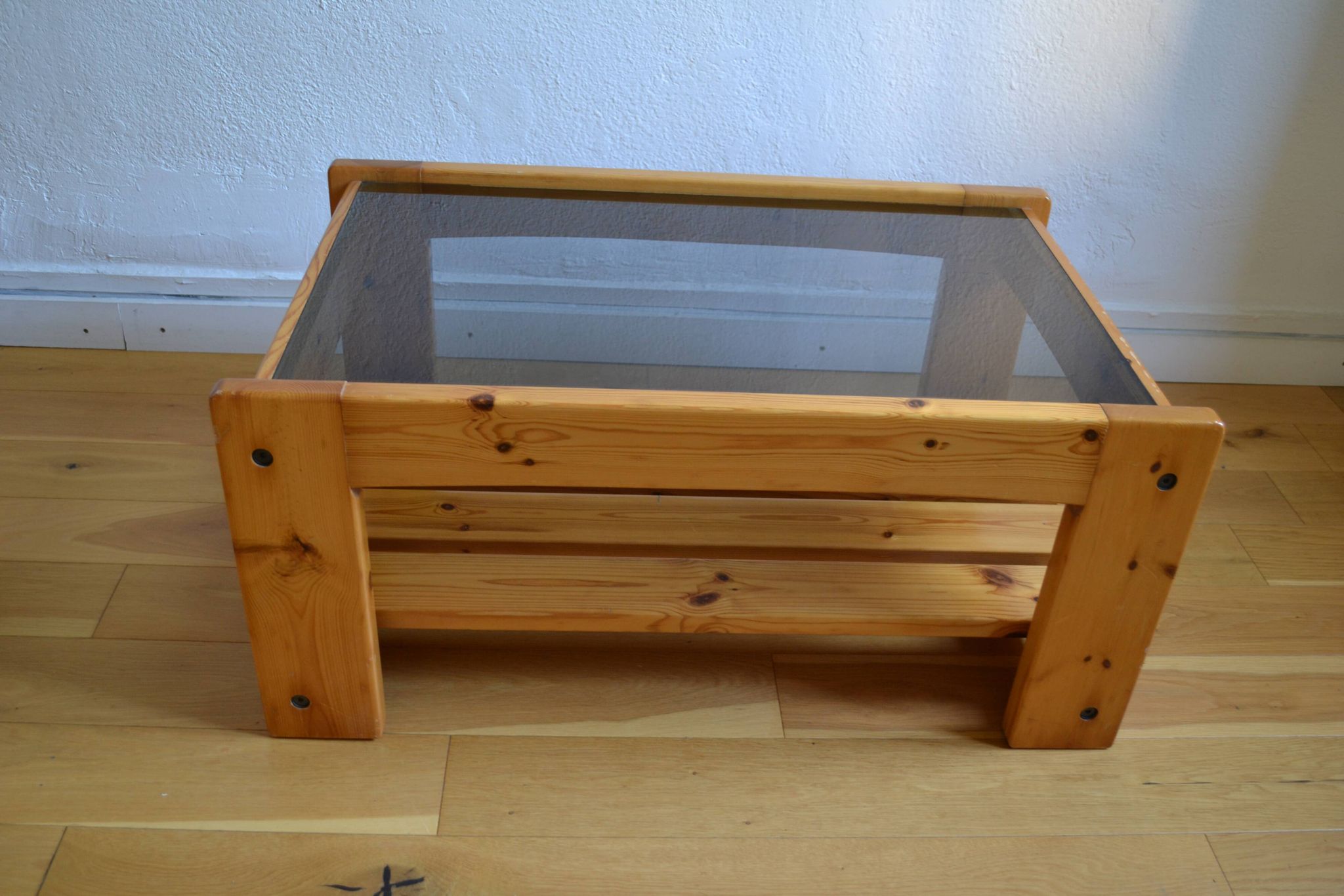 Table basse bois et verre