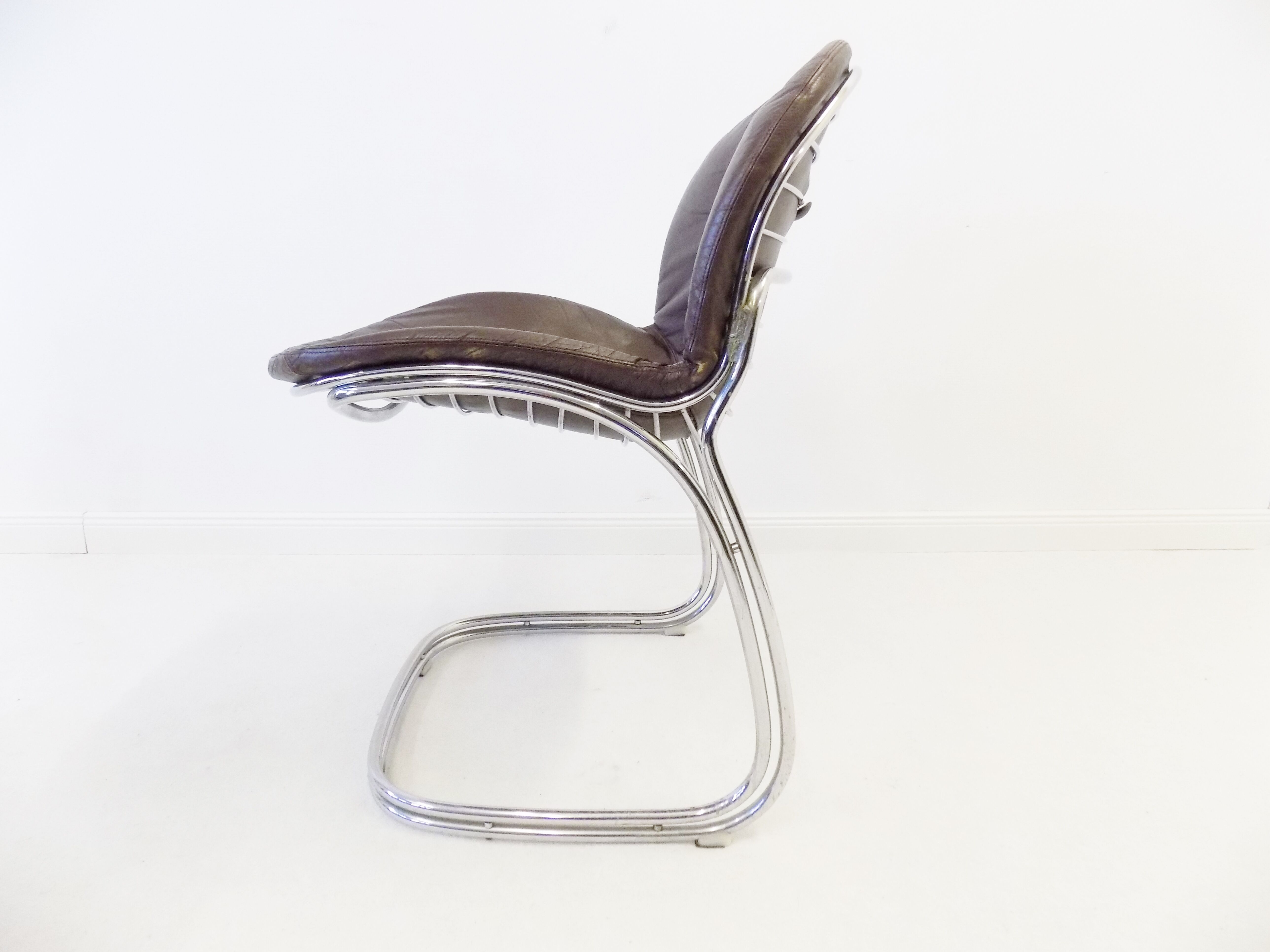Rima Sabrina set of 4 leather dining chairs by Gastone Rinaldi