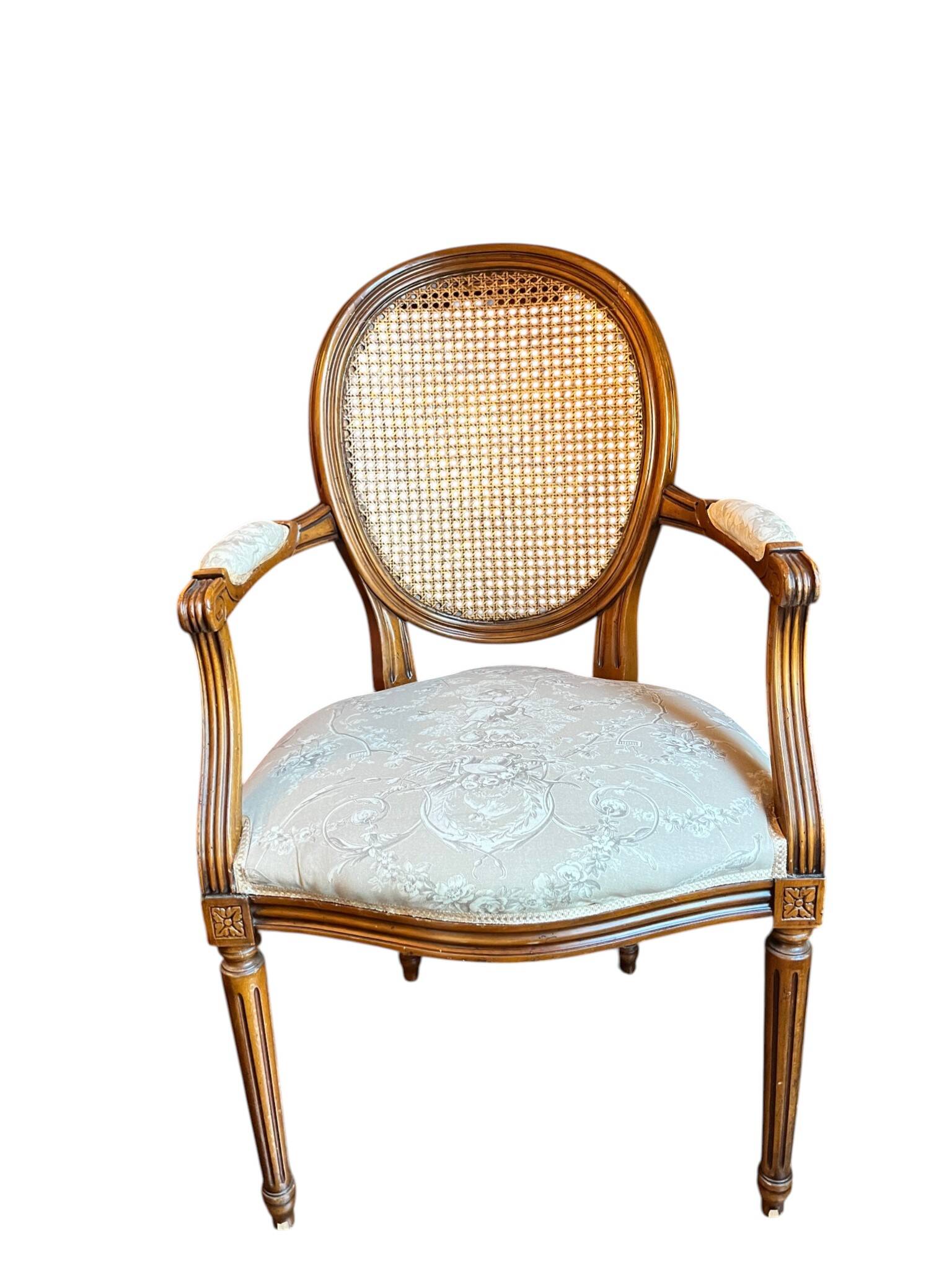 Louis XVI style medallion armchair with caning, 20th century.