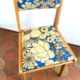 Chaise vintage en bois upcyclée - Suzie bleu azur