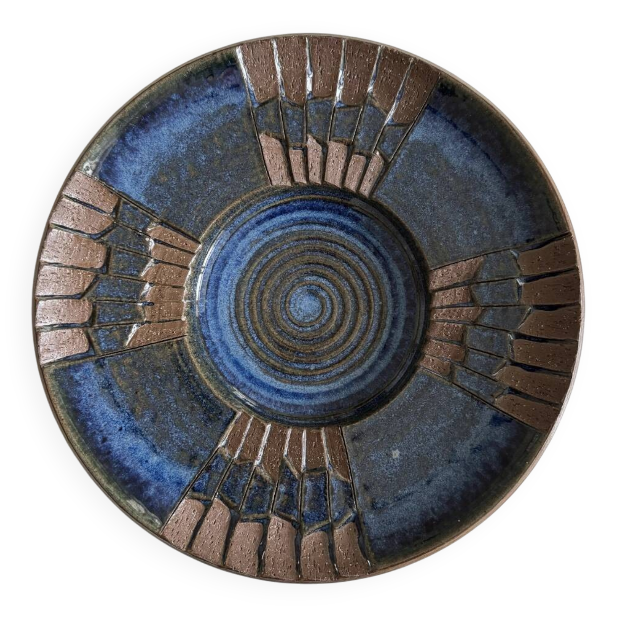 BOWL plate,  MICHAEL ANDERSEN denmark,Stoneware, relief design, centerpiece