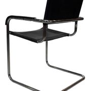 Set of 4 bauhaus cantilever chairs black leather and chrome design 80's