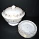 Niderviller lot de 6 assiettes Empire et soupière en porcelaine dure décor blé peint or 1790