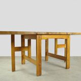 Vintage scandinavian pine drop-leaf dining table, edvin helseth, norway 70s