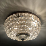 Vintage ceiling light with pendants and brass.